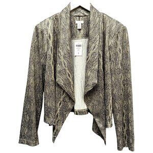 CHICOS Metallic Jacket Medium (Chicos1) Gold Snake Stretch Women Evening Top NWT